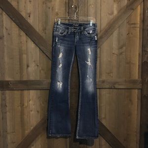 Silver Bootcut Distressed Jeans GUC